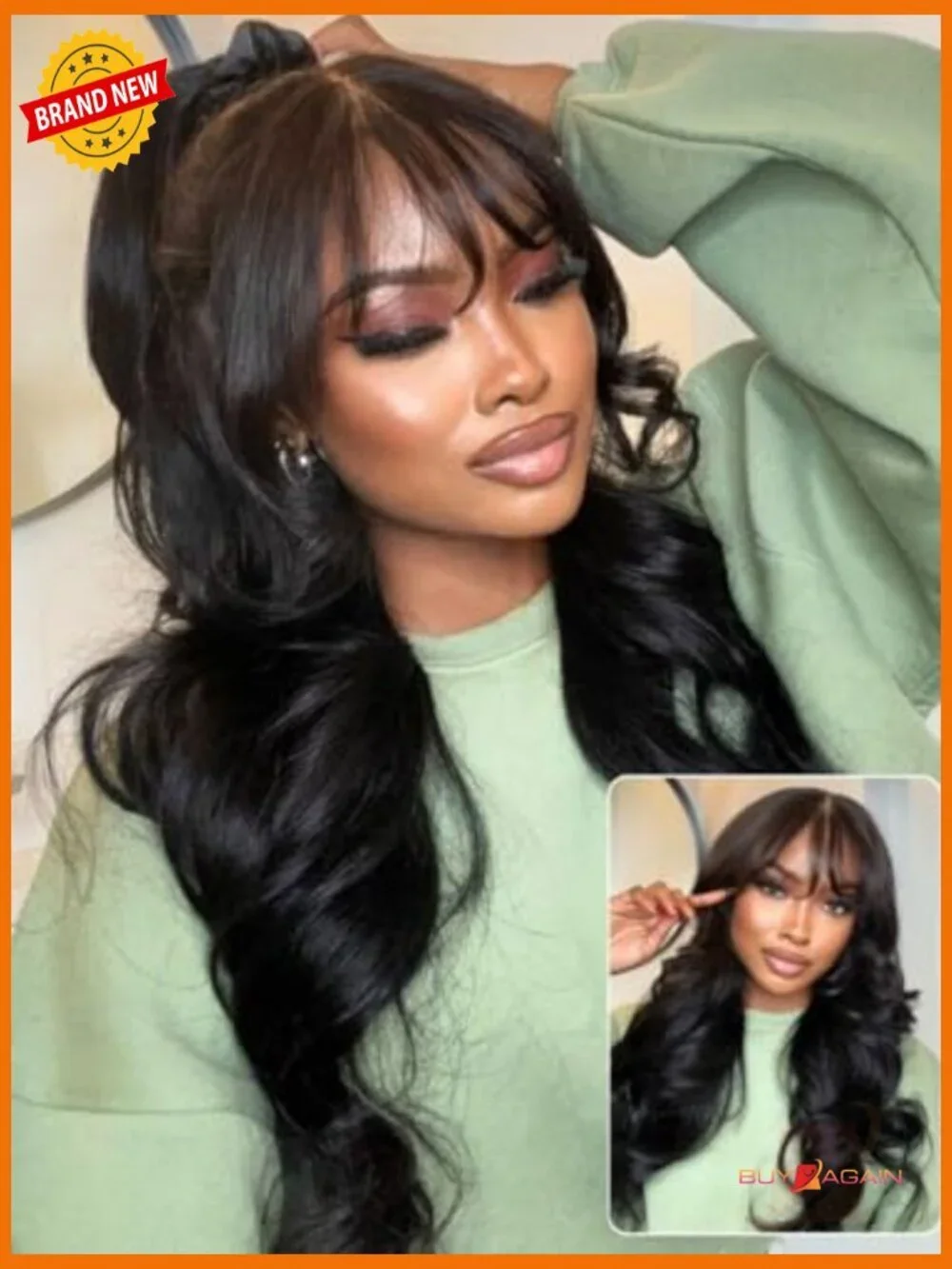 Pre Everything Body Wave 13x4 Lace Front Wig Human Hair with Curtain Bangs